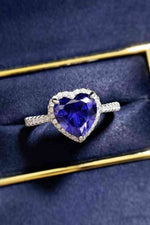 2 Carat Moissanite Heart-Shaped Side Stone Ring - Ladyez