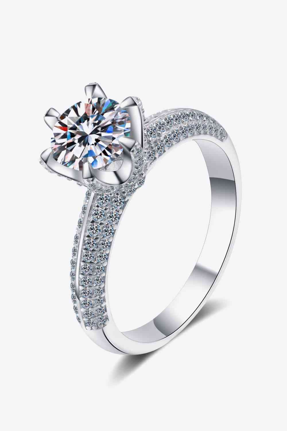 2 Carat Moissanite 925 Sterling Silver Side Stone Ring - Ladyez