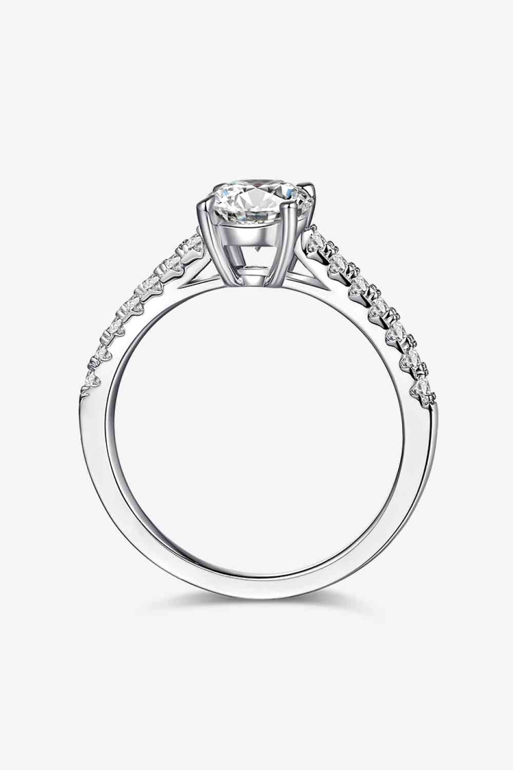 1 Carat Moissanite 925 Sterling Silver Side Stone Ring - Ladyez