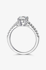 1 Carat Moissanite 925 Sterling Silver Side Stone Ring - Ladyez