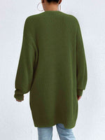 Open Front Dropped Shoulder Slit Cardigan - Ladyez