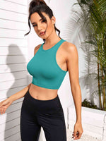 Cropped Round Neck Sports Tank Top - Ladyez