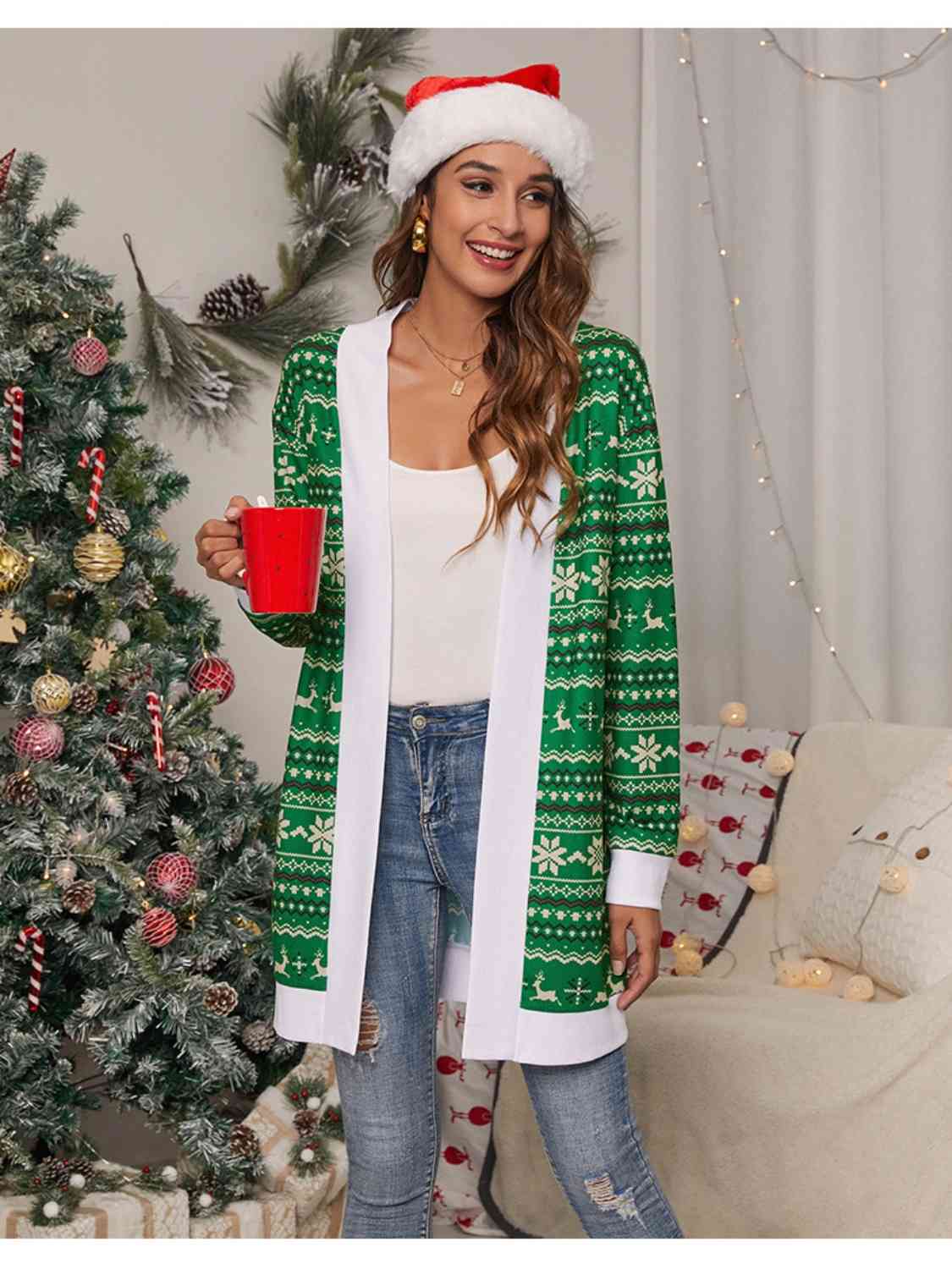 Christmas Open Front Cardigan - Ladyez