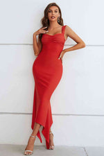 Ruched Sweetheart Neck Hem Detail Dress - Ladyez
