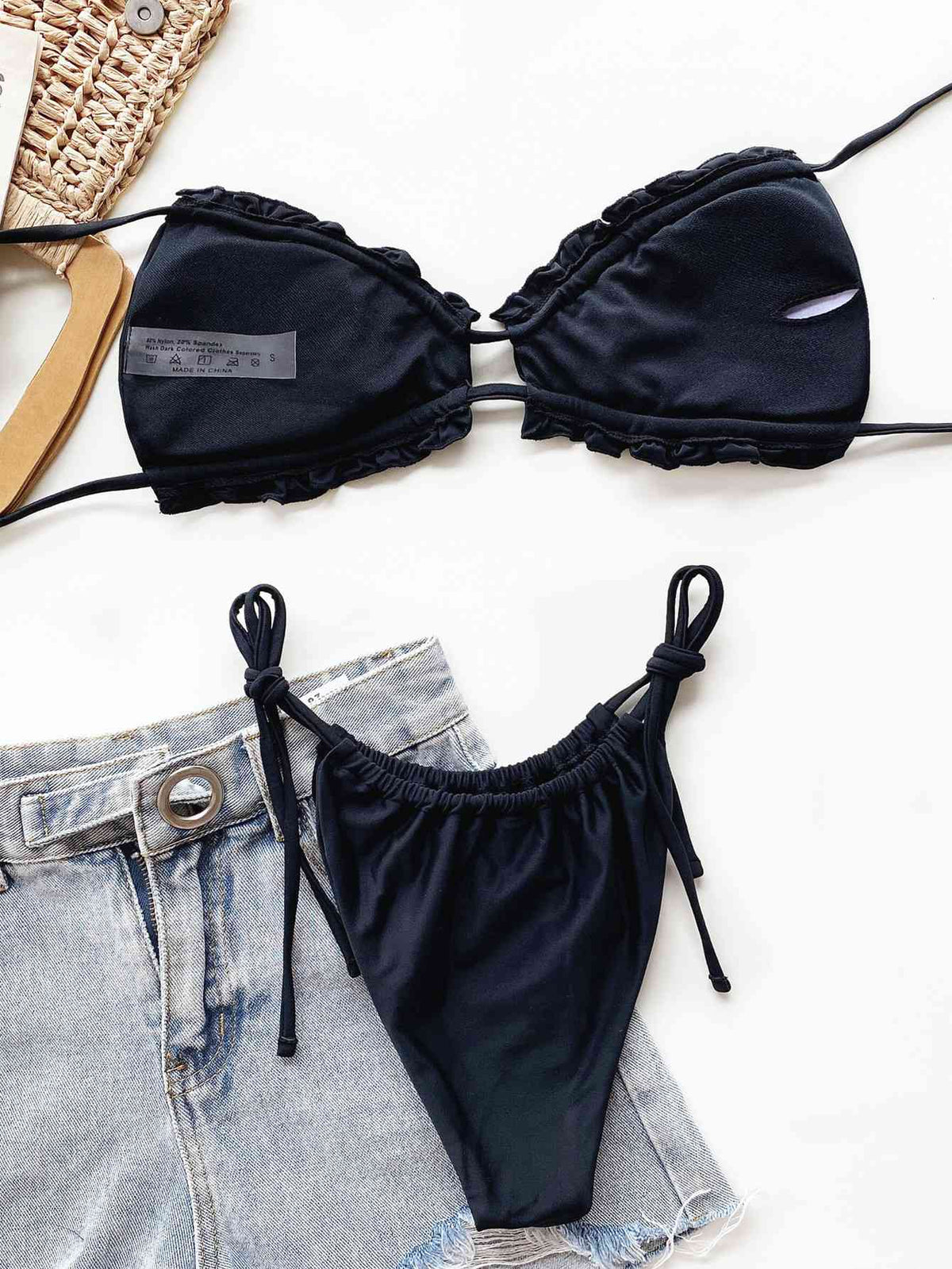 Frill Trill Halter Neck Bikini Set - Ladyez
