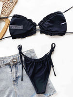 Frill Trill Halter Neck Bikini Set - Ladyez