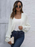 Bat Sleeve Open Front Short Cardigan - Ladyez
