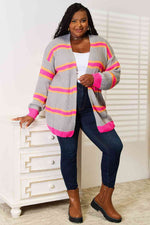 Woven Right Ribbed Long Sleeve Cardigan - Ladyez