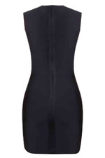 Rhinestone Detail Spliced Mesh Sleeveless Dress - Ladyez