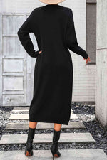 Notched Neck Dropped Shoulder Button-Down Midi Dress - Ladyez