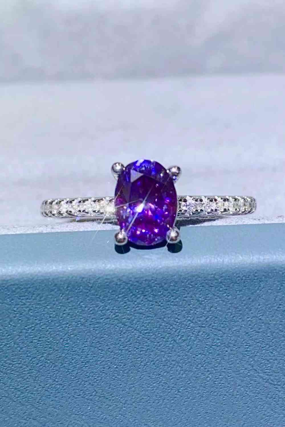 1 Carat Purple Moissanite 4-Prong Ring - Ladyez