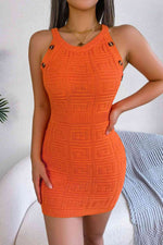 Decorative Button Sleeveless Knit Dress - Ladyez