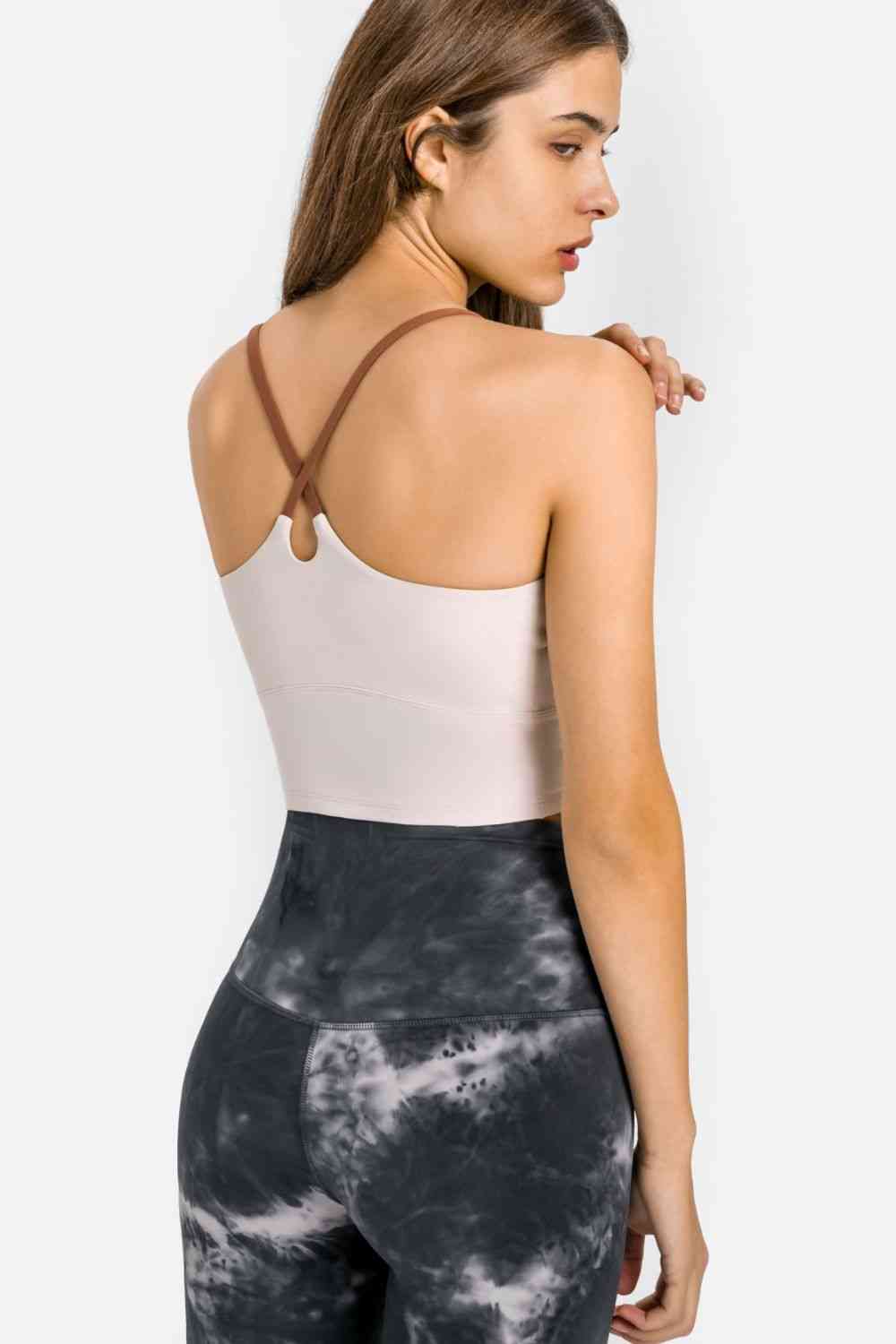 Crisscross Back Scoop Neck Sports Cami - Ladyez