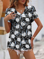 Ruche V-Neck Petal Sleeve Top - Ladyez
