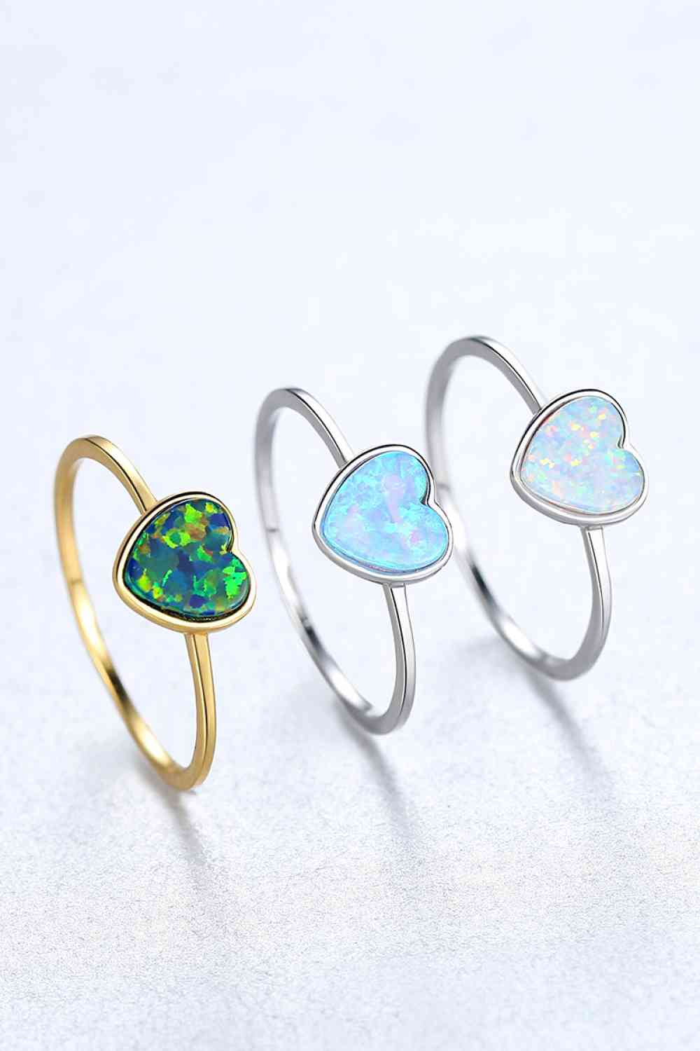 Opal Heart 925 Sterling Silver Ring - Ladyez