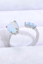18K Rose Gold-Plated Moonstone Open Ring - Ladyez