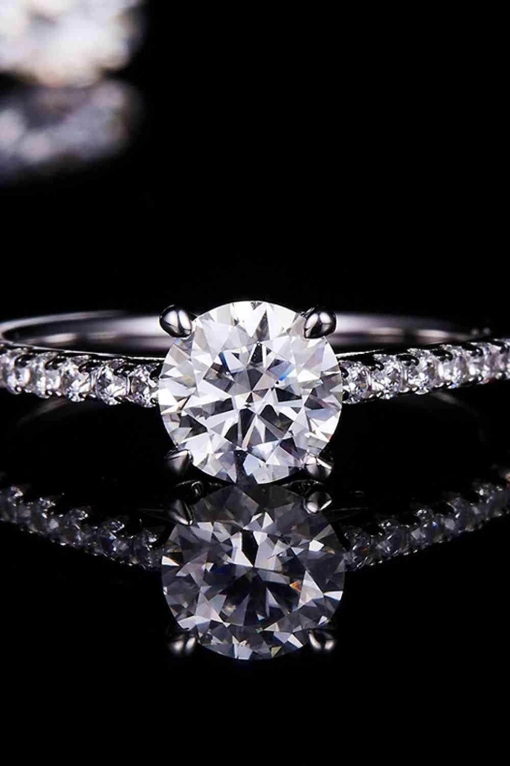 1 Carat Moissanite 925 Sterling Silver Side Stone Ring - Ladyez