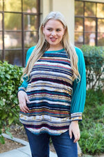 Celeste Design Full Size Striped Long Sleeve Top - Ladyez