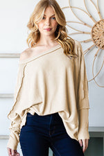 Reborn J Exposed Seam Lantern Sleeve Top - Ladyez