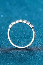 Moissanite Rhodium-Plated Half-Eternity Ring - Ladyez