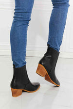 MMShoes Love the Journey Stacked Heel Chelsea Boot in Black - Ladyez