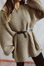 Boat Neck Dropped Shoulder Mini Sweater Dress - Ladyez