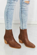 MMShoes Love the Journey Stacked Heel Chelsea Boot in Chestnut - Ladyez
