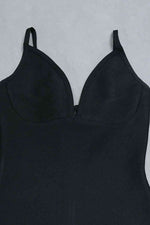 Spaghetti Strap Feather Trim Bodycon Dress - Ladyez