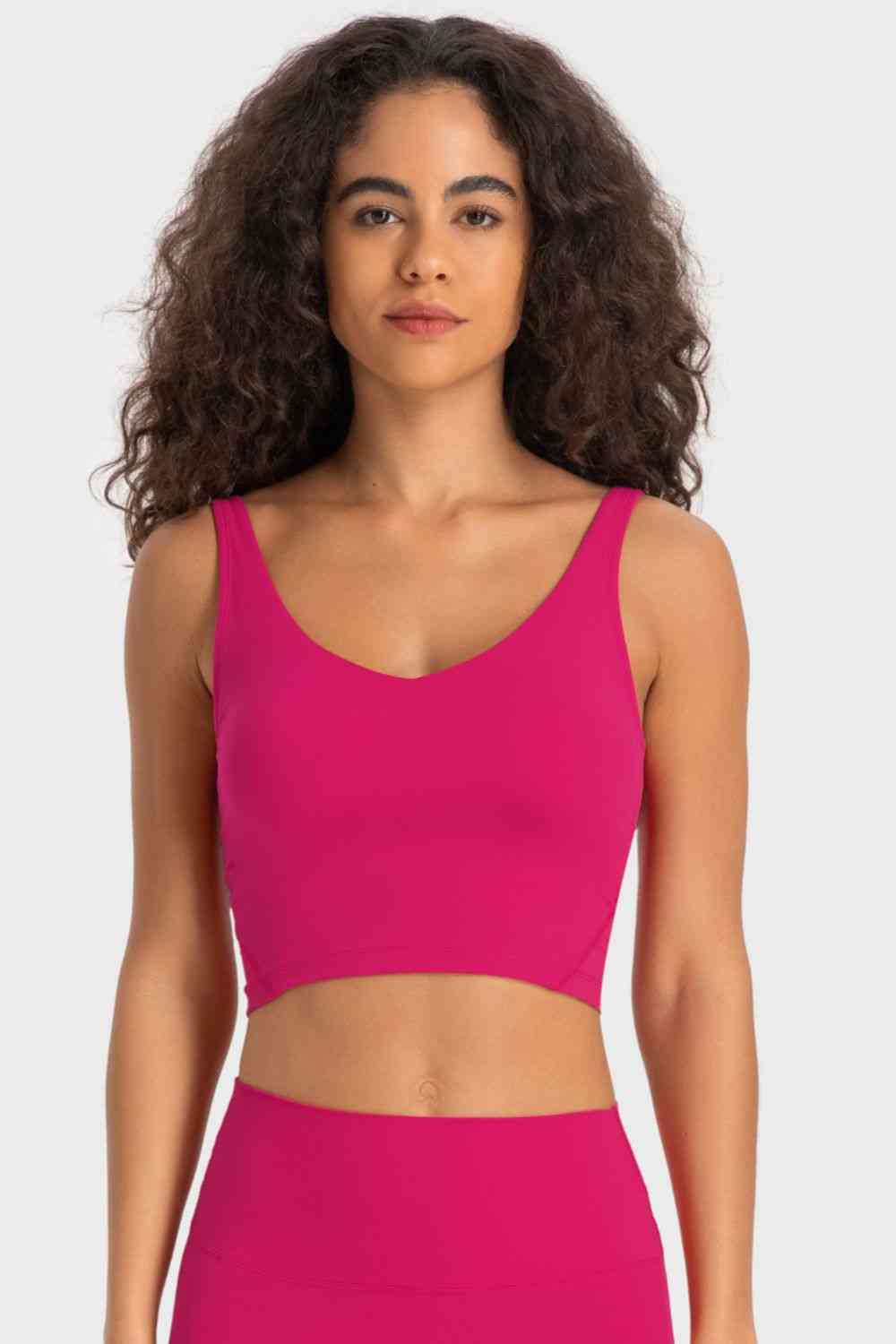 Deep V-Neck Crop Sports Bra - Ladyez