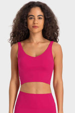 Deep V-Neck Crop Sports Bra - Ladyez