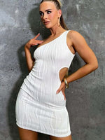 One Shoulder Cutout Mini Dress - Ladyez