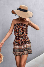 Bohemian Frill Trim Strapless Dress - Ladyez