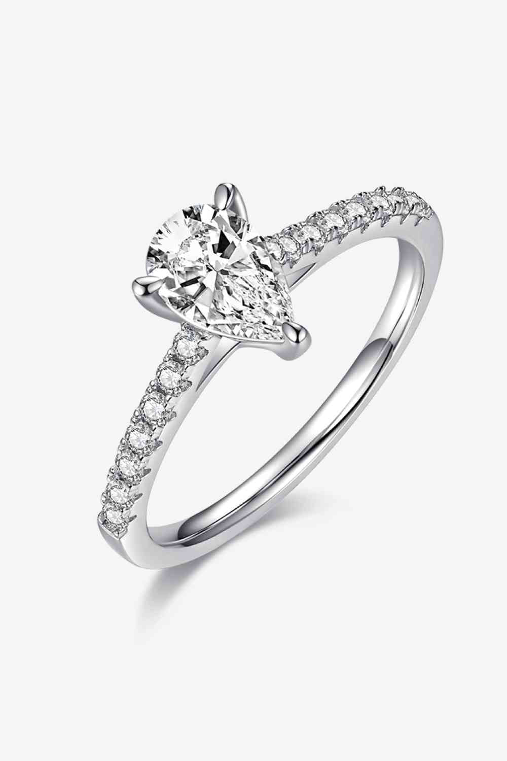 1 Carat Moissanite 925 Sterling Silver Side Stone Ring - Ladyez