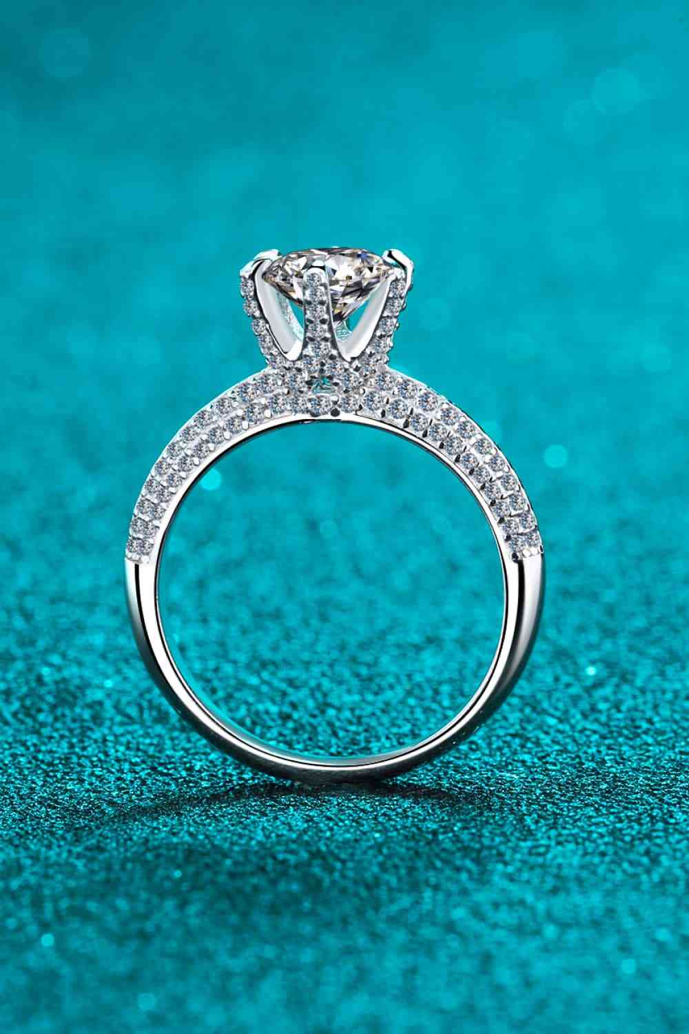 2 Carat Moissanite 925 Sterling Silver Side Stone Ring - Ladyez