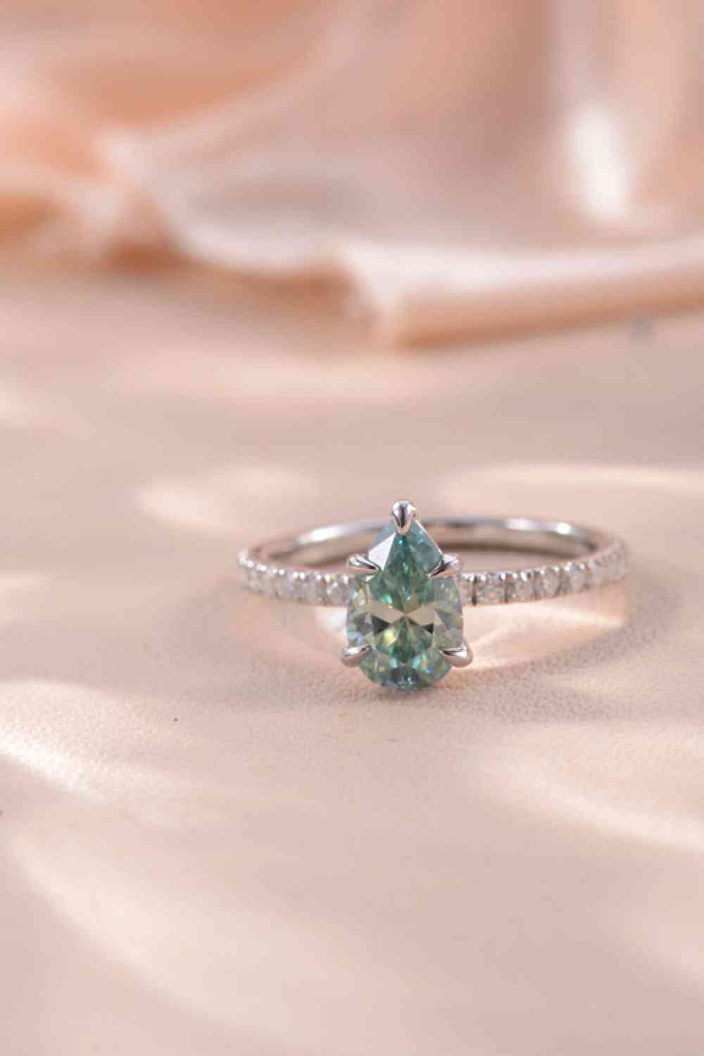 1.5 Carat Teardrop Shape Moissanite 925 Sterling Silver Ring - Ladyez