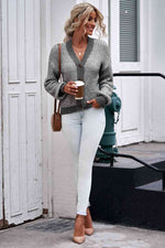 Woven Right Waffle-Knit Drop Shoulder Button-Down Cardigan - Ladyez