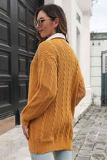 Open Front Longline Cardigan with Pockets - Ladyez