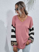 Leopard Striped Waffle-Knit Top - Ladyez