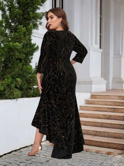 Plus Size Ruffle Hem High-Low Dress - Ladyez