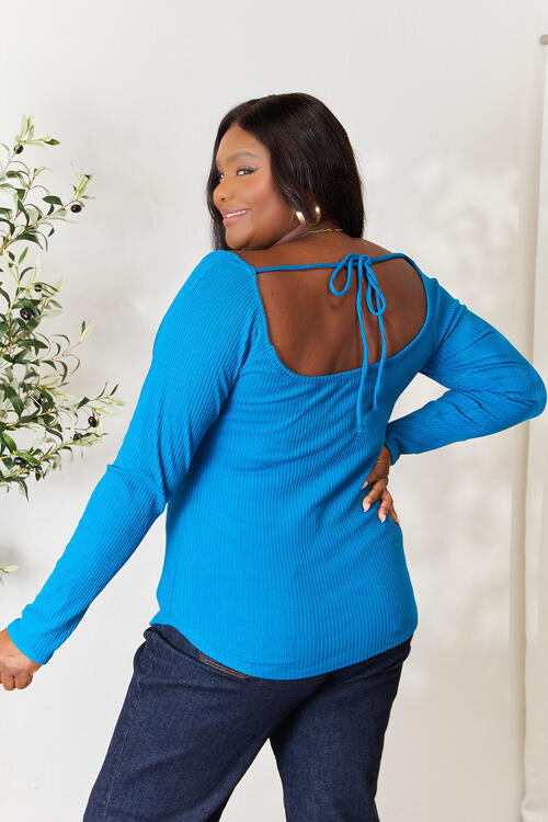 Culture Code Full Size Ribbed Sweetheart Neck Knit Top - Ladyez