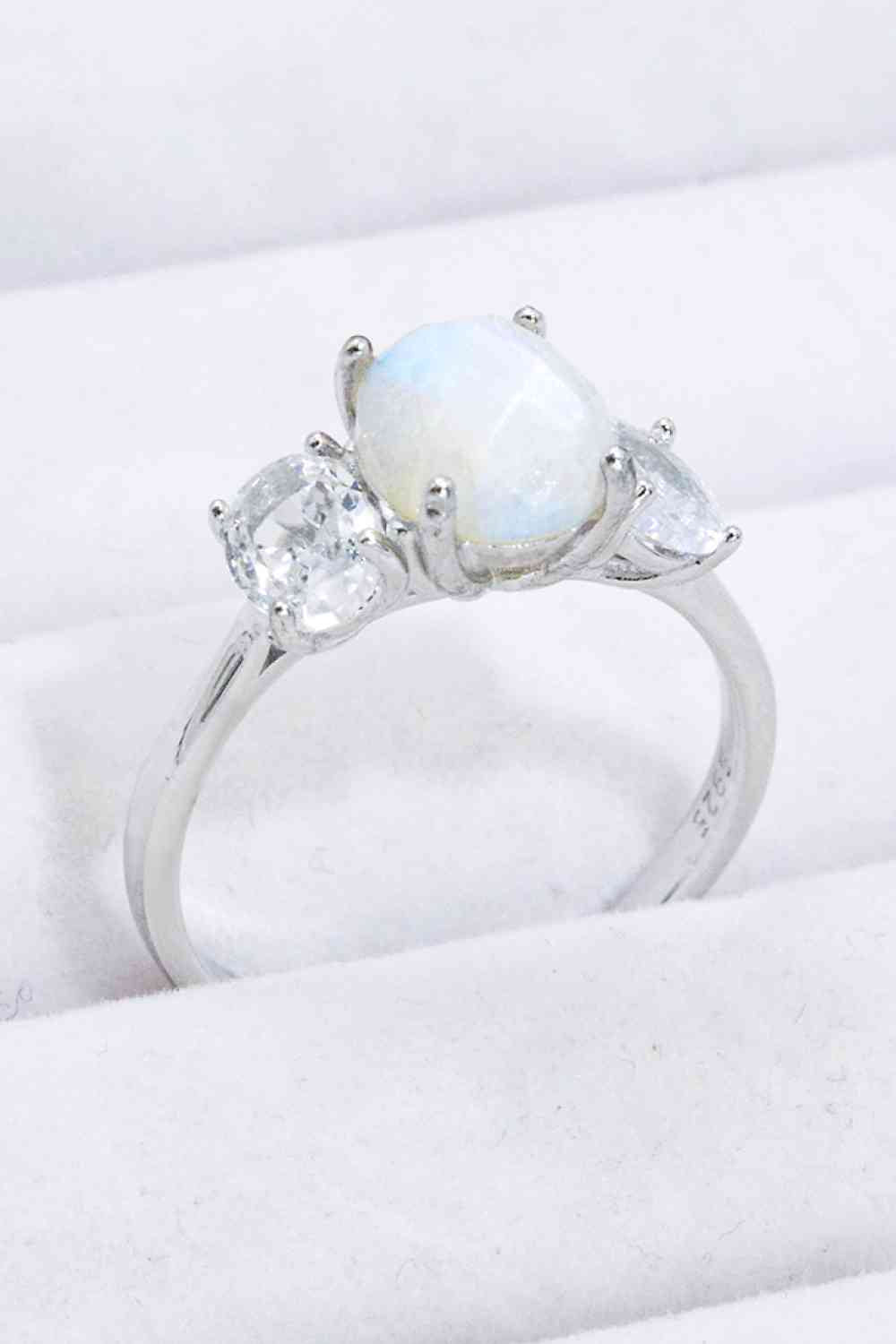Natural Moonstone and Zircon Ring - Ladyez