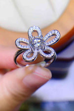 1 Carat Moissanite Flower-Shape Open Ring - Ladyez