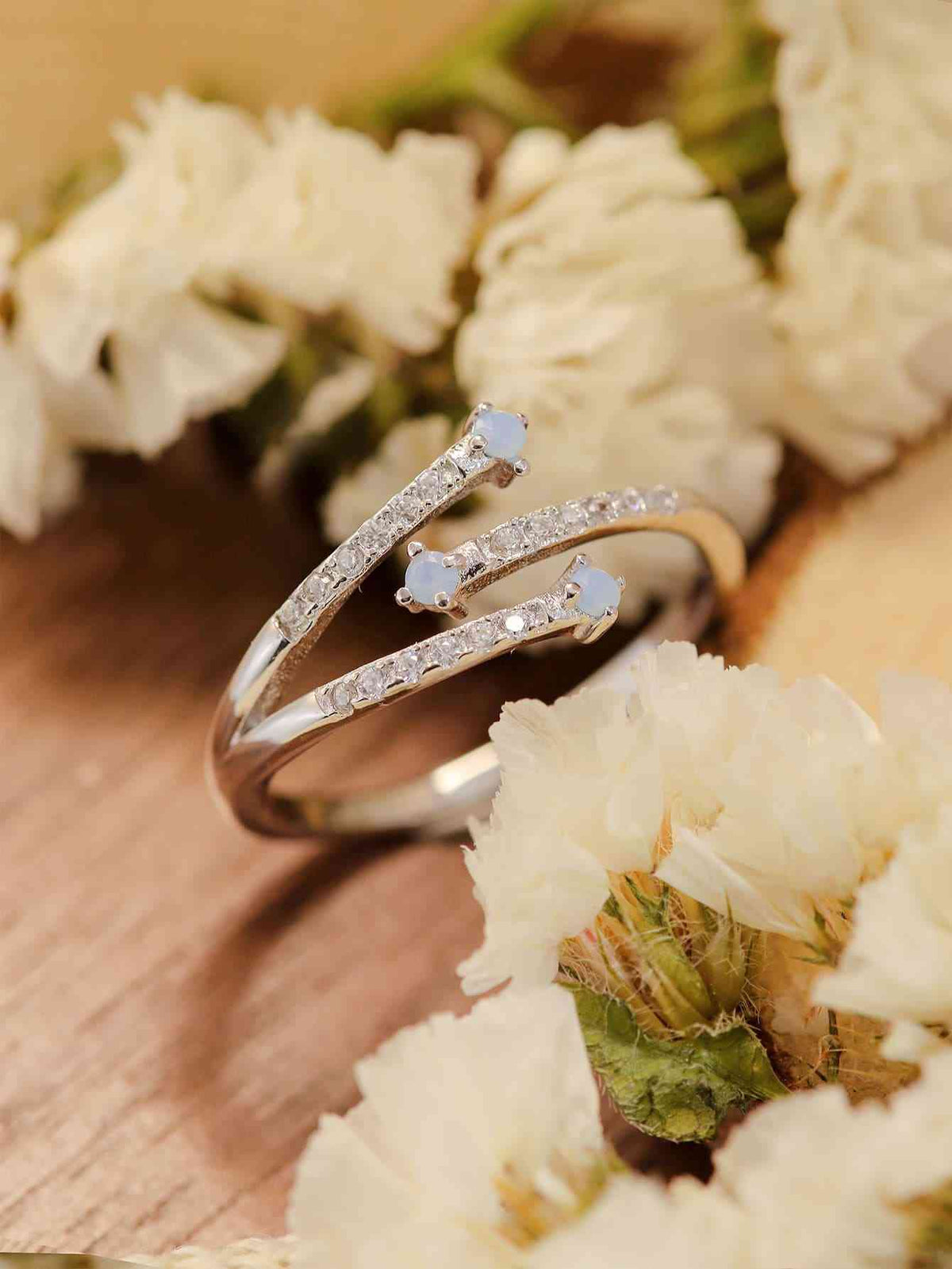 Moonstone Platinum-Plated Ring - Ladyez