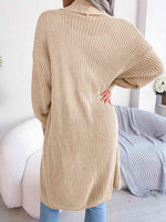 Open Front Dropped Shoulder Longline Cardigan - Ladyez