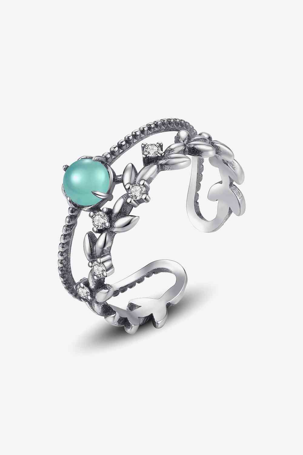 Contrast Double-Layered 925 Sterling Silver Open Ring - Ladyez