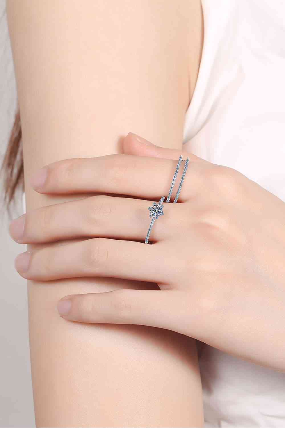 Moissanite 925 Sterling Silver Ring Set - Ladyez