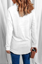 Graphic V-Neck Long Sleeve T-Shirt - Ladyez