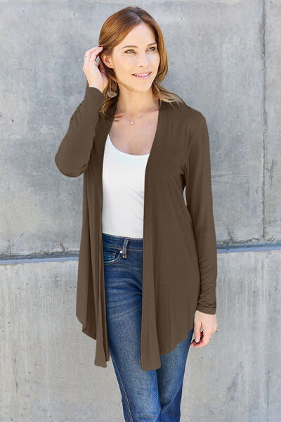 Basic Bae Full Size Open Front Long Sleeve Cardigan - Ladyez