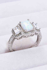 925 Sterling Silver Square Opal Ring - Ladyez