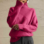 Geometric Turtleneck Long Sleeve Sweater - Ladyez